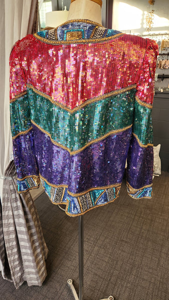 Multicolor Laurence Kazar Sequin Jacket