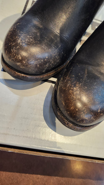 Frye Espresso Brown Leather Boots with decorative Buckle Work