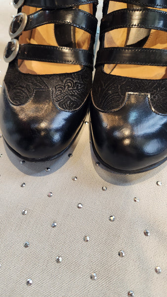 Fleuvog Black Leather Heeled Shoe