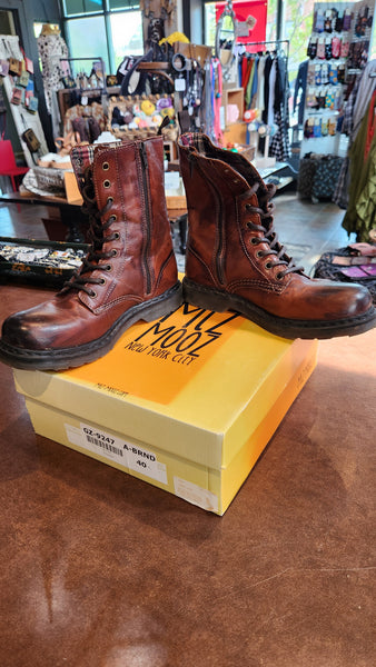 Miz Mooz Brown Leather High Ankle Boots