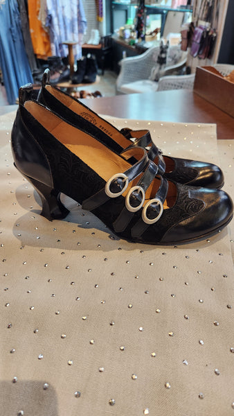 Fleuvog Black Leather Heeled Shoe