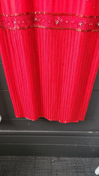 Dominique Red Dress with Red Sequin Detail
