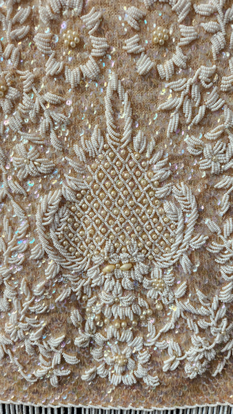 Vintage Sleeveless Beaded Cream Sweater