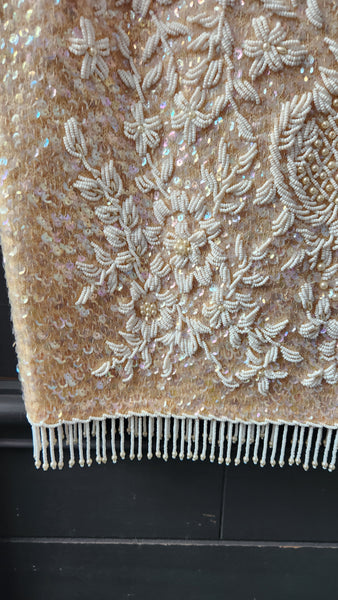 Vintage Sleeveless Beaded Cream Sweater