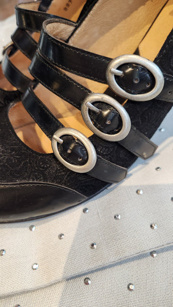 Fleuvog Black Leather Heeled Shoe