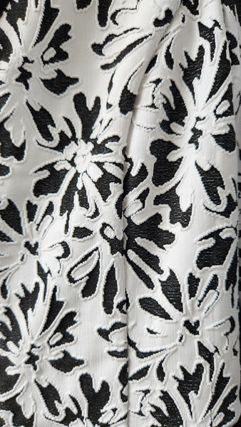 Joseph Ribkoff White Floral Knit over Black Background Jacket