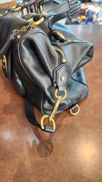 Coach Black Leather Purse with Gold Metal Details