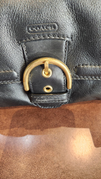 Coach Black Leather Purse with Gold Metal Details