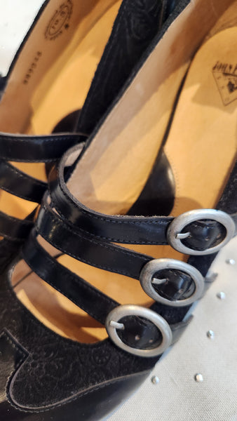 Fleuvog Black Leather Heeled Shoe