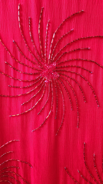 Dominique Red Dress with Red Sequin Detail