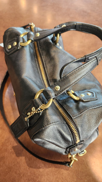 Coach Black Leather Purse with Gold Metal Details