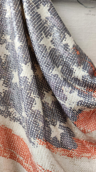 INC Red White and Blue Flag Sequined Top