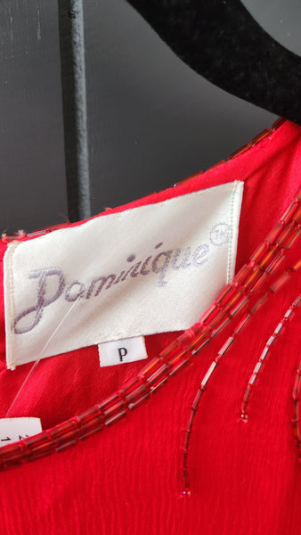 Dominique Red Dress with Red Sequin Detail