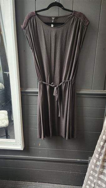 Max Mara Brown Sleeveless Drawstring Dress