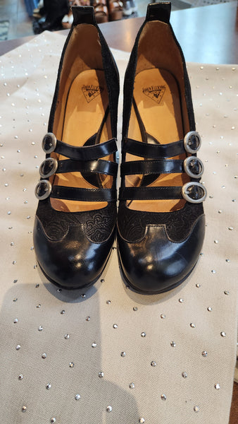 Fleuvog Black Leather Heeled Shoe
