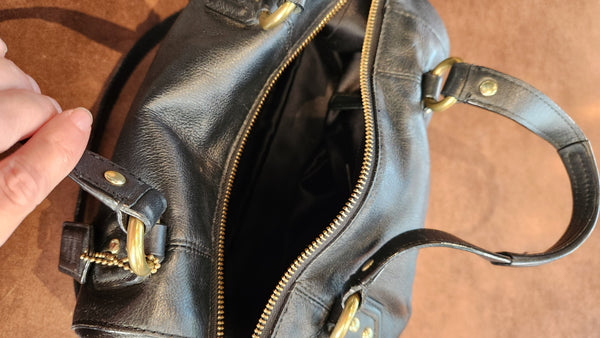 Coach Black Leather Purse with Gold Metal Details