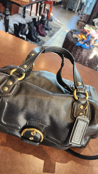 Coach Black Leather Purse with Gold Metal Details