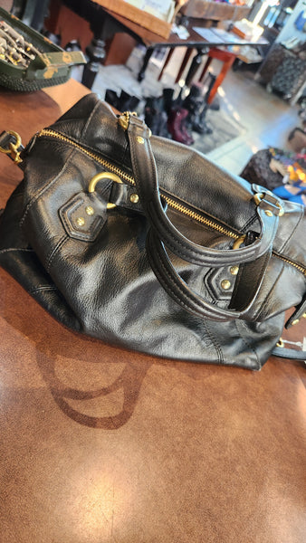 Coach Black Leather Purse with Gold Metal Details
