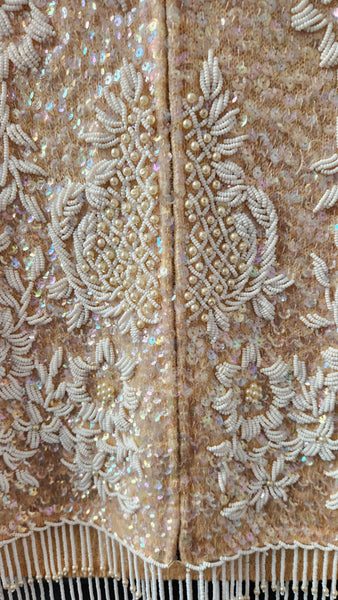Vintage Sleeveless Beaded Cream Sweater