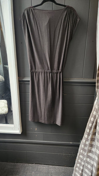 Max Mara Brown Sleeveless Drawstring Dress