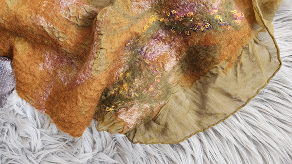 Felted wool and silk Scarf