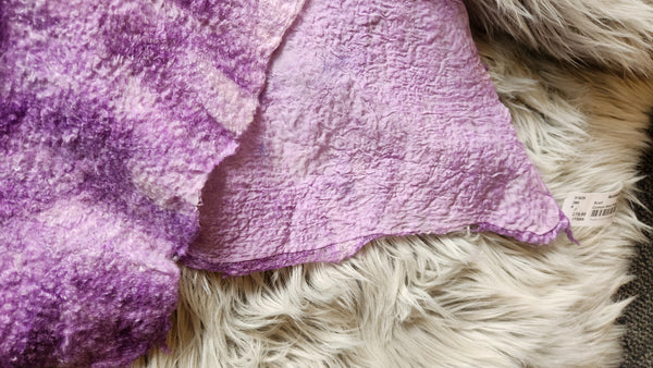 Felted wool on lilac Silk