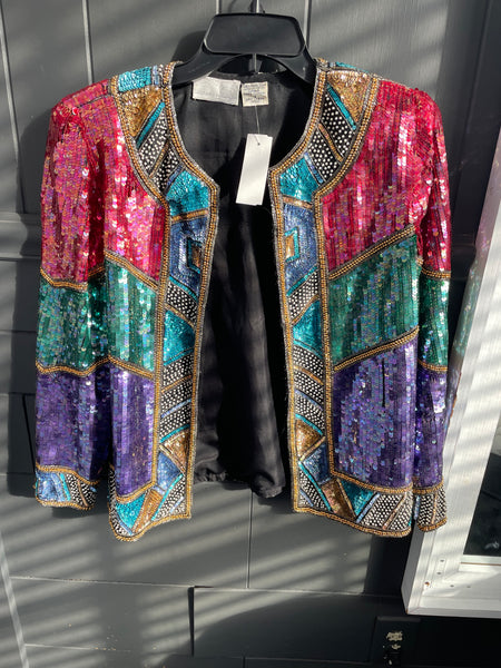 Multicolor Laurence Kazar Sequin Jacket