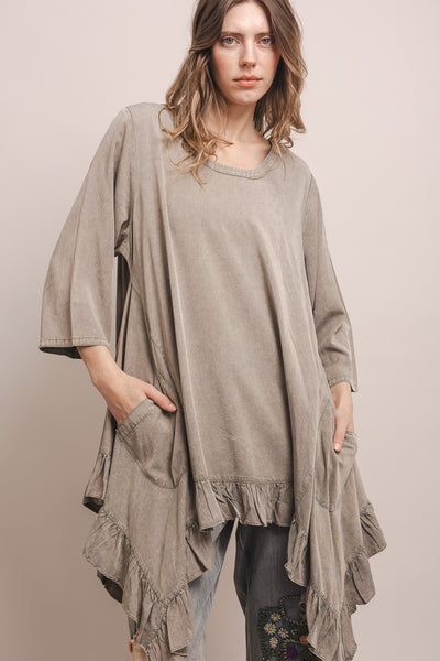 3/4 Sleeve High Low Tunic Top