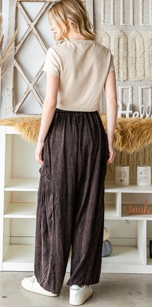 Mineral Wash Wide Leg Pants