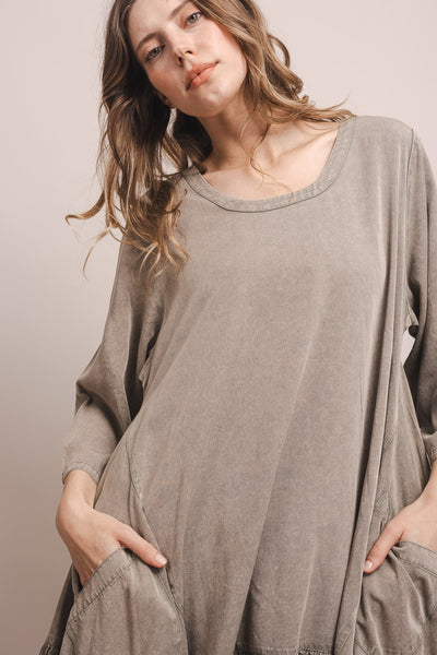 3/4 Sleeve High Low Tunic Top