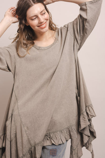 3/4 Sleeve High Low Tunic Top