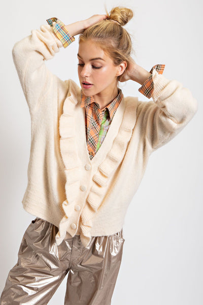 Ruffle Front Cardigan