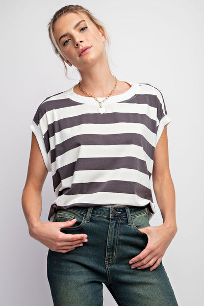 Rugby Stripe Sharkbite Hem Top