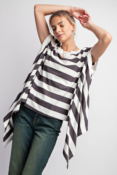 Rugby Stripe Sharkbite Hem Top
