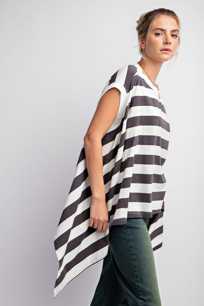 Rugby Stripe Sharkbite Hem Top