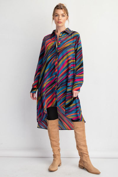 Hi Lo Swirl Print Blouse
