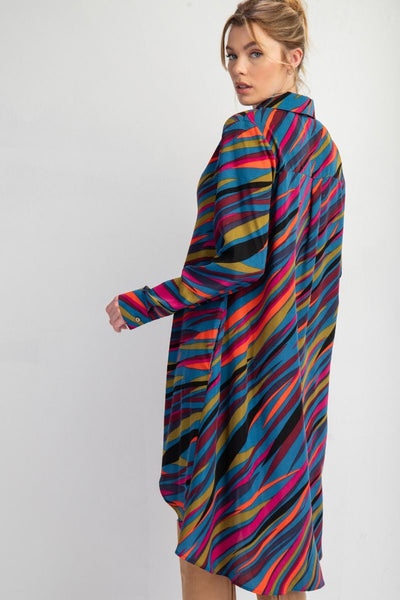 Hi Lo Swirl Print Blouse