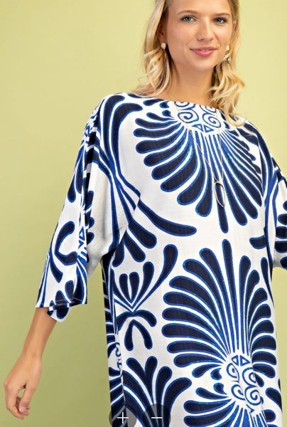 Bold Print Kaftan Dress