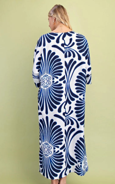 Bold Print Kaftan Dress