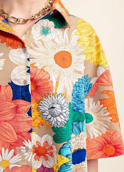 Bold Floral Crop Blouse