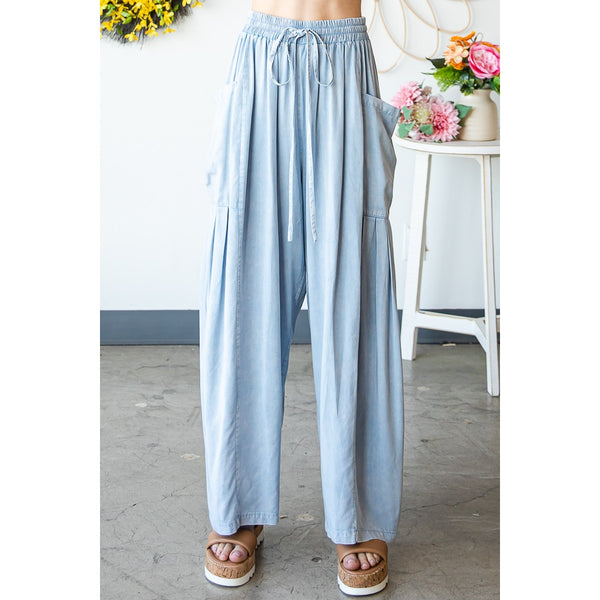Mineral Wash Wide Leg Pants