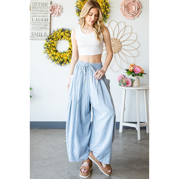 Mineral Wash Wide Leg Pants