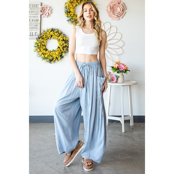 Mineral Wash Wide Leg Pants