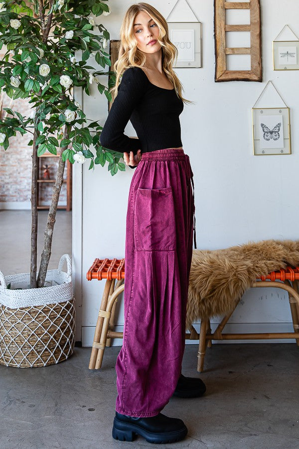 Mineral Wash Wide Leg Pants