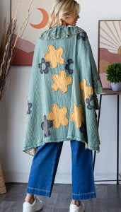 FLOWER PATCHWORK LACE RUFFLE DUSTER
