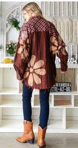 BLEACHED FLOWER DETAIL SHIRT