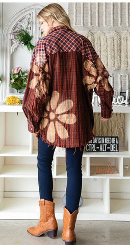 BLEACHED FLOWER DETAIL SHIRT
