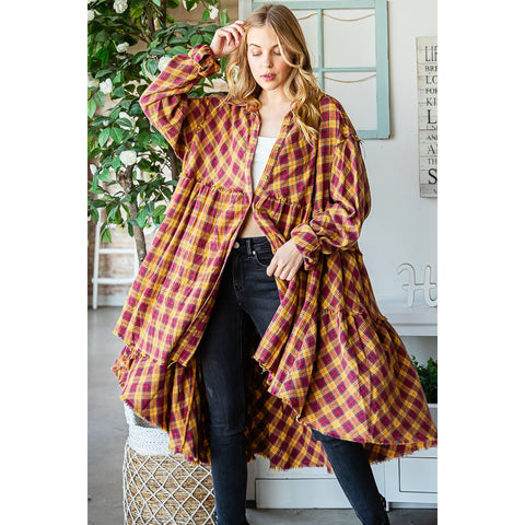 Mineral Wash Plaid Tunic