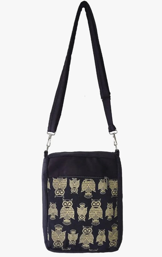 Canvas Owl Crossbody Purse