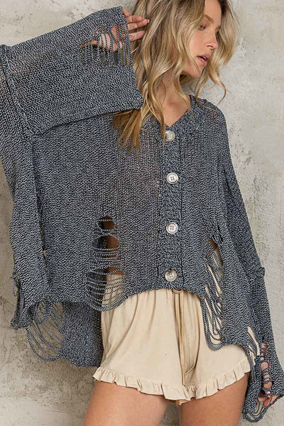 Distressed Oversize Cardigan